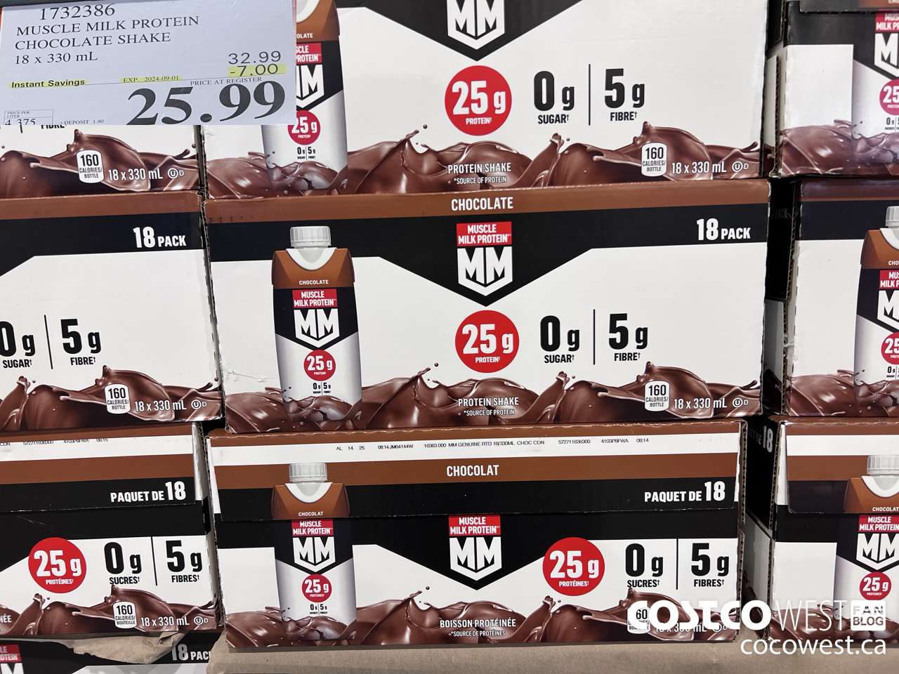1732386 MUSCLE MILK PROTEIN CHOCOLATE SHAKE 18 x 330 mL ($7.00 INSTANT SAVINGS EXPIRES ON 2024-09-01) $25.99