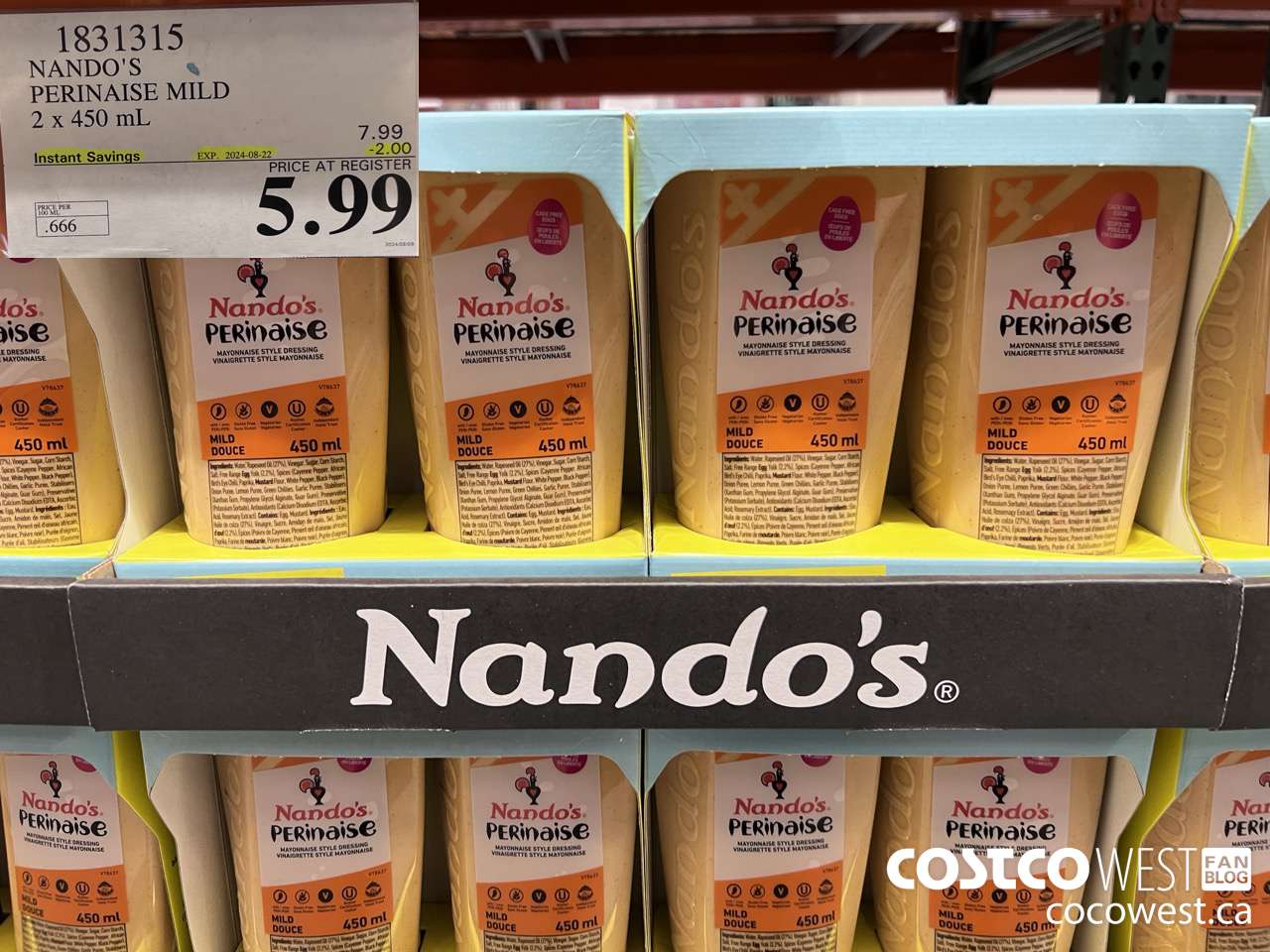 1831315 NANDO'S PERINAISE MILD 2 X 450ML ($2.00 INSTANT SAVINGS EXPIRES ON 2024-08-22) $5.99