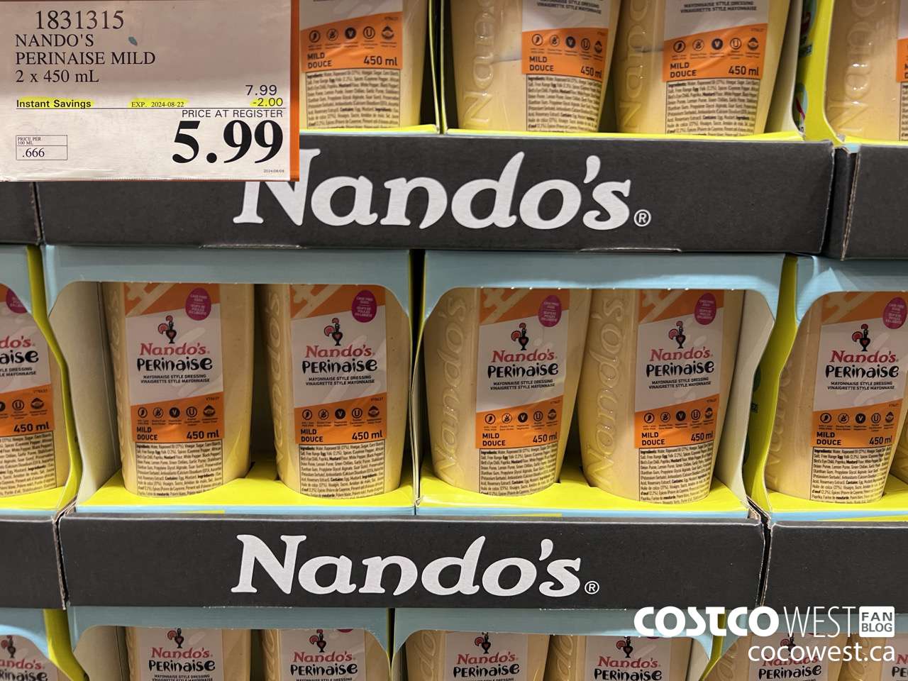 1831315 NANDO'S PERINAISE MILD 2 X 450ML ($2.00 INSTANT SAVINGS EXPIRES ON 2024-08-22) $5.99