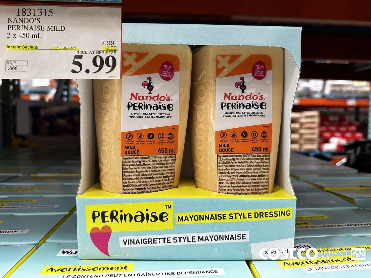 1831315 NANDO'S PERINAISE MILD 2 X 450ML ($2.00 INSTANT SAVINGS EXPIRES ON 2024-08-22) $5.99
