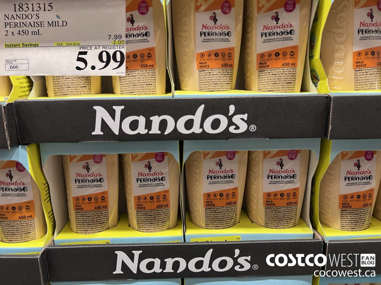 1831315 NANDO'S PERINAISE MILD 2 X 450ML ($2.00 INSTANT SAVINGS EXPIRES ON 2024-09-01) $5.99