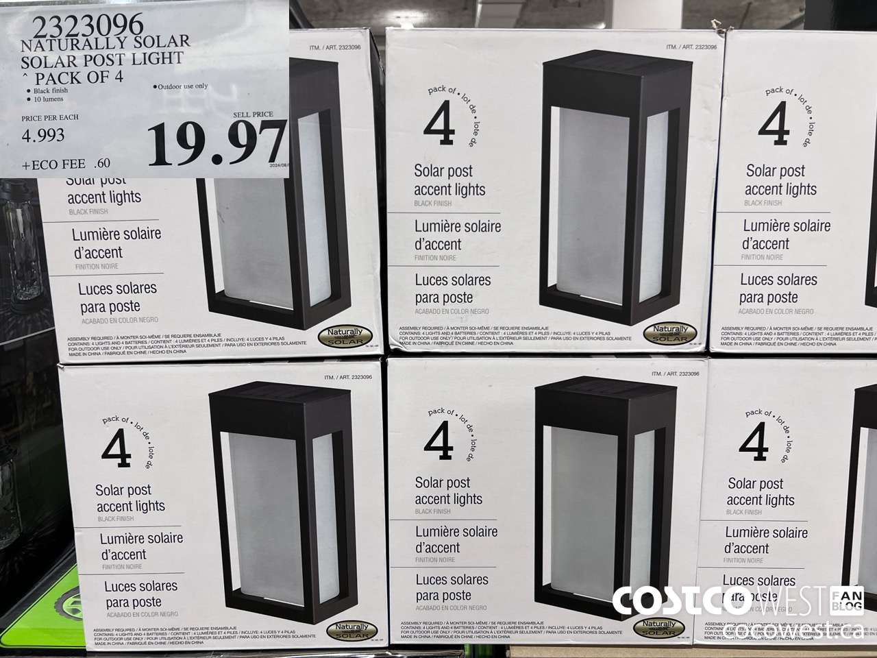 2323096 NATURALLY SOLAR SOLAR POST LIGHT PACK OF 4 $19.97