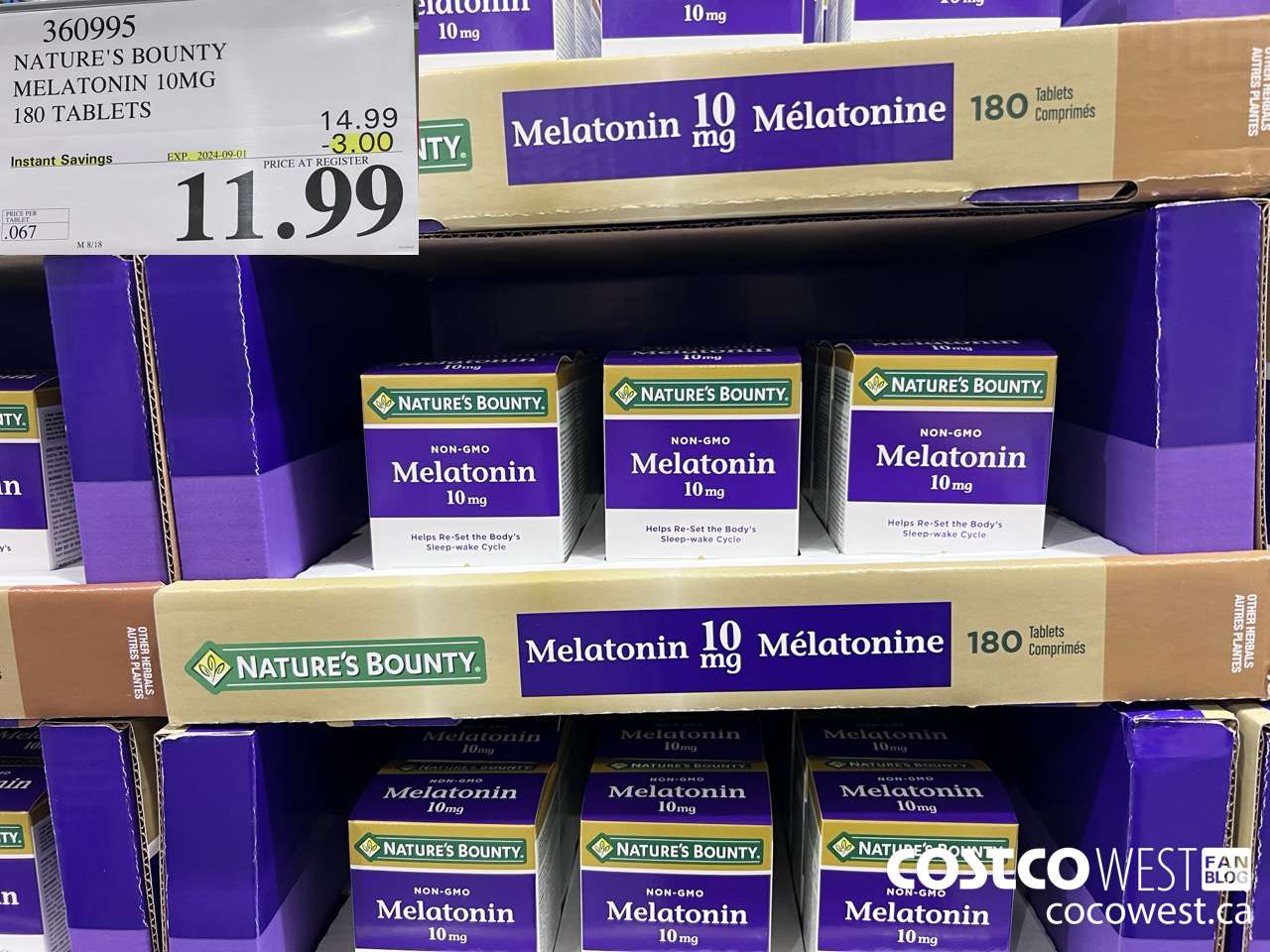 360995 NATURE'S BOUNTY MELATONIN GUMMIES 180 GUMMIES ($3.00 INSTANT SAVINGS EXPIRES ON 2024-09-01) $11.99