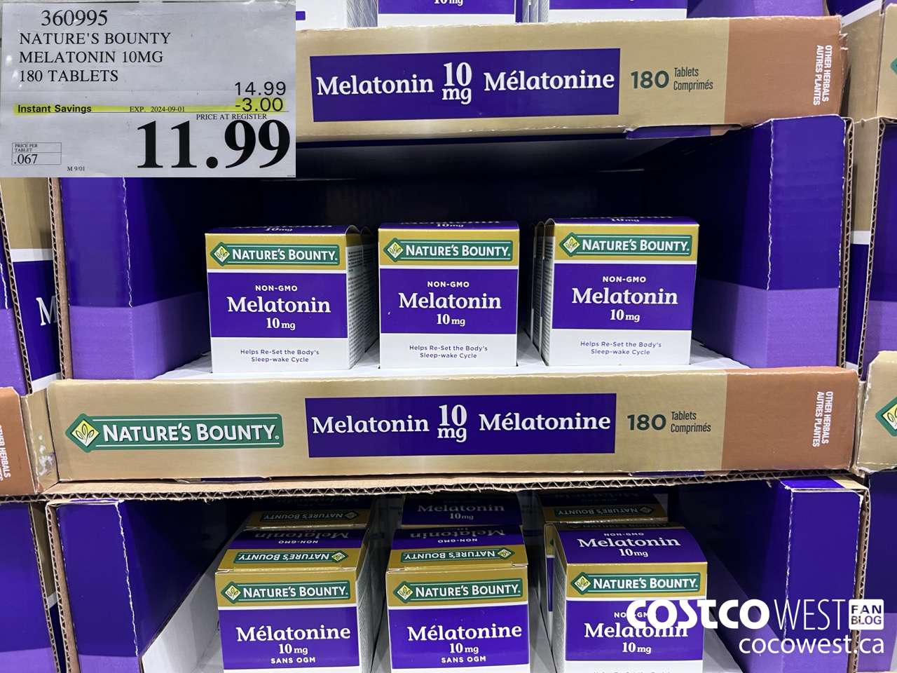 360995 NATURE'S BOUNTY MELATONIN GUMMIES 180 GUMMIES ($3.00 INSTANT SAVINGS EXPIRES ON 2024-09-01) $11.99