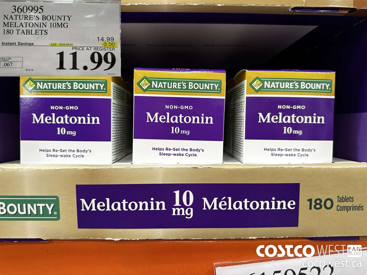 360995 NATURE'S BOUNTY MELATONIN GUMMIES 180 GUMMIES ($3.00 INSTANT SAVINGS EXPIRES ON 2024-09-01) $11.99