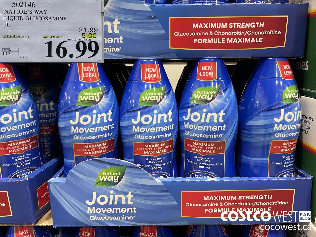 502146 NATURE'S WAY LIQUID GLUCOSAMINE 1 L ($5.00 INSTANT SAVINGS EXPIRES ON 2024-08-18) $16.99