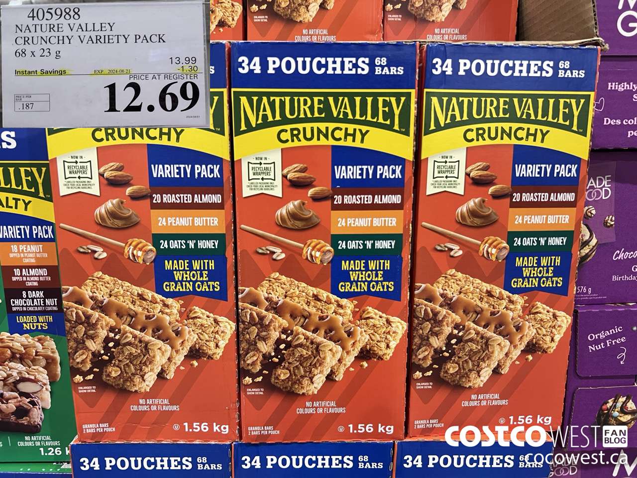 405988 NATURE VALLEY CRUNCHY VARIETY PACK OF 68 X 23 G ($1.30 INSTANT SAVINGS EXPIRES ON 2024-08-21) $12.69