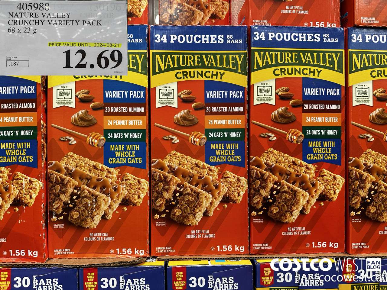 405988 NATURE VALLEY CRUNCHY VARIETY PACK OF 68 X 23 G (EXPIRES ON 2024-08-21) $12.69