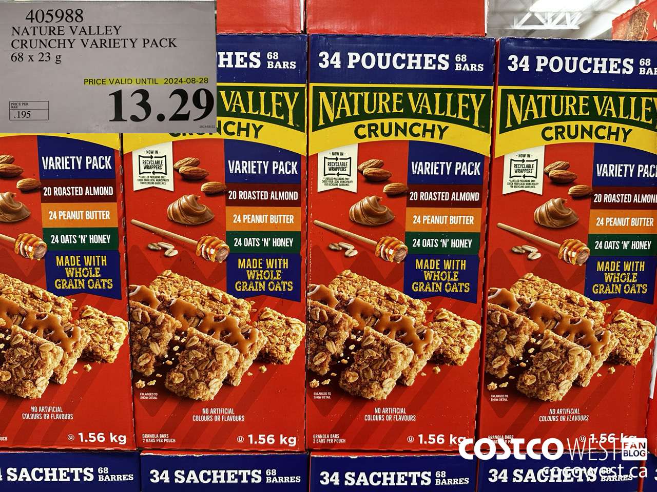 405988 NATURE VALLEY CRUNCHY VARIETY PACK OF 68 X 23 G (EXPIRES ON 2024-08-28) $13.29