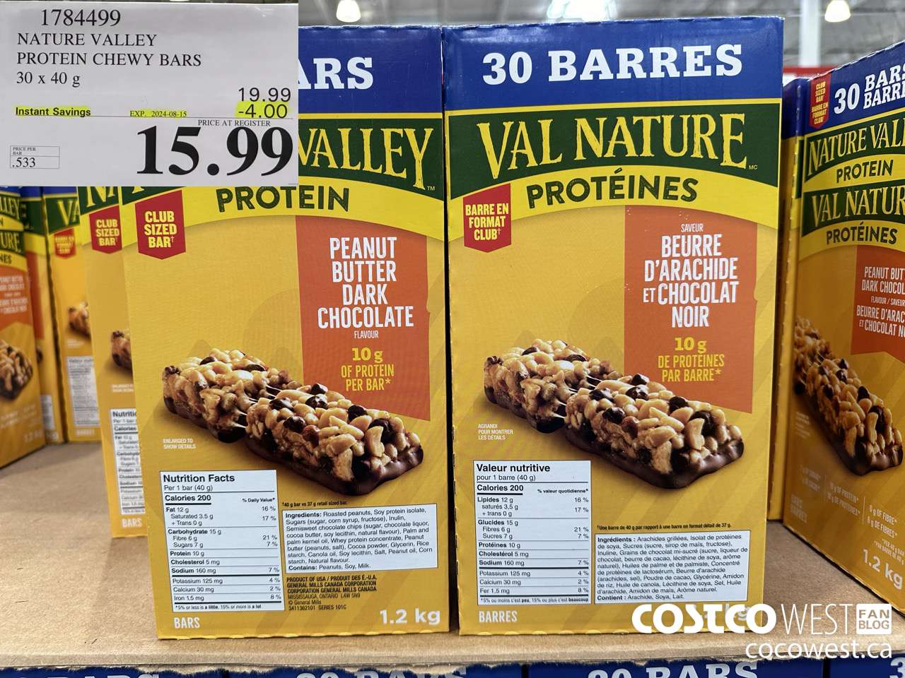 1784499 NATURE VALLEY PROTEIN CHEWY BARS 30 X 40G ($4.00 INSTANT SAVINGS EXPIRES ON 2024-08-15) $15.99