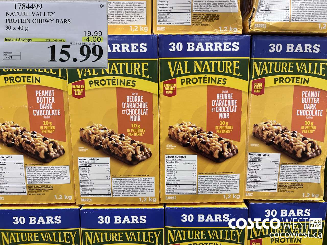 1784499 NATURE VALLEY PROTEIN CHEWY BARS 30 X 40G ($4.00 INSTANT SAVINGS EXPIRES ON 2024-08-15) $15.99