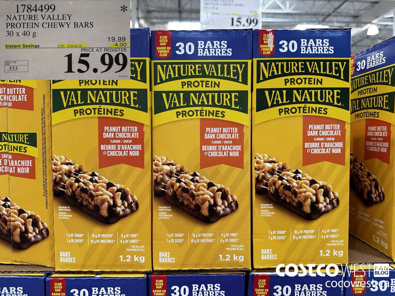 1784499 NATURE VALLEY PROTEIN CHEWY BARS 30 X 40G ($4.00 INSTANT SAVINGS EXPIRES ON 2024-08-26) $15.99