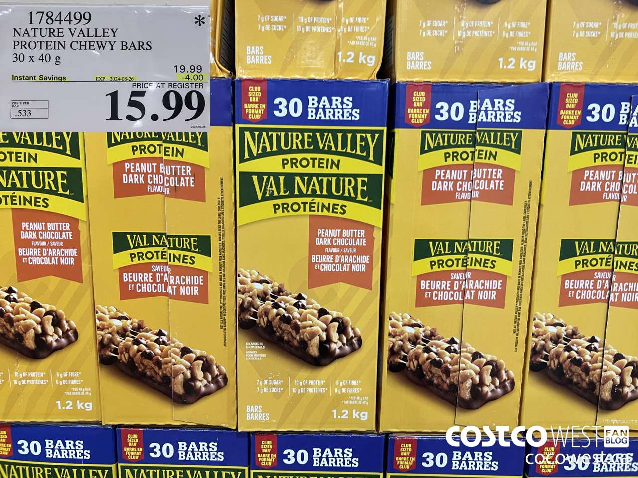 1784499 NATURE VALLEY PROTEIN CHEWY BARS 30 X 40G ($4.00 INSTANT SAVINGS EXPIRES ON 2024-08-26) $15.99