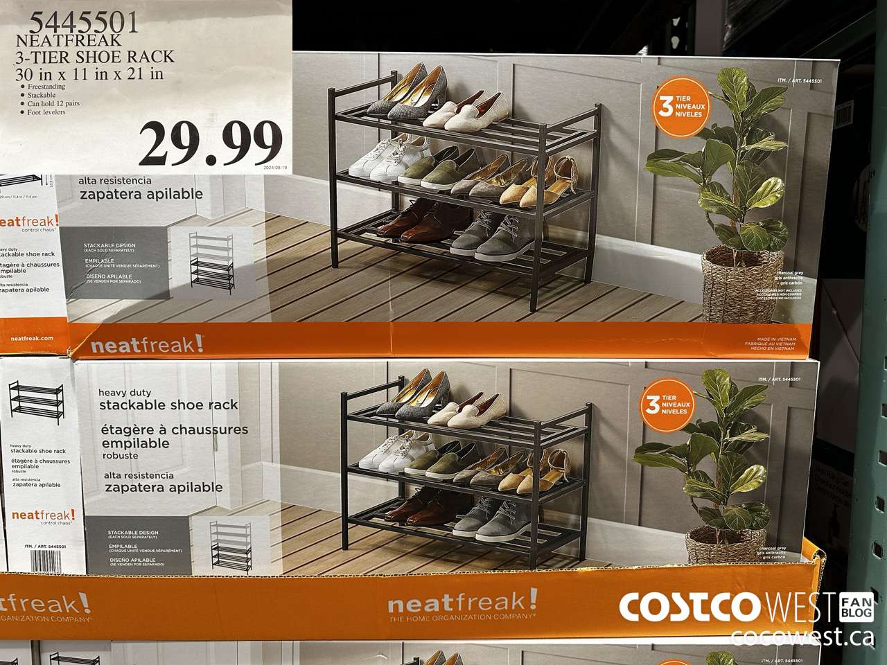5445501 NEATFREAK 3-TIER SHOE RACK 30 IN X 11 IN X 21 IN $29.99