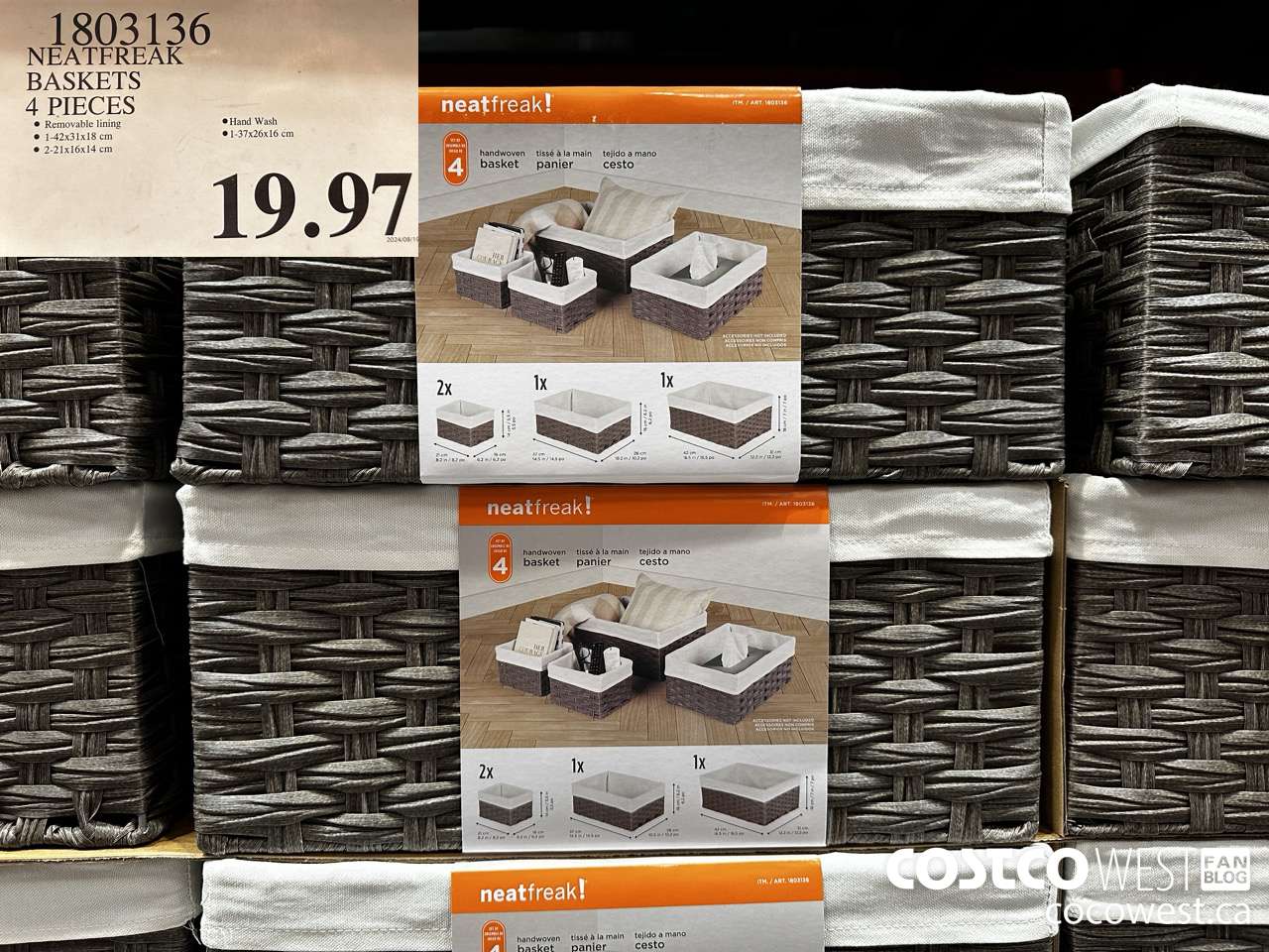 1803136 NEATFREAK BASKETS 4 PIECES $19.97