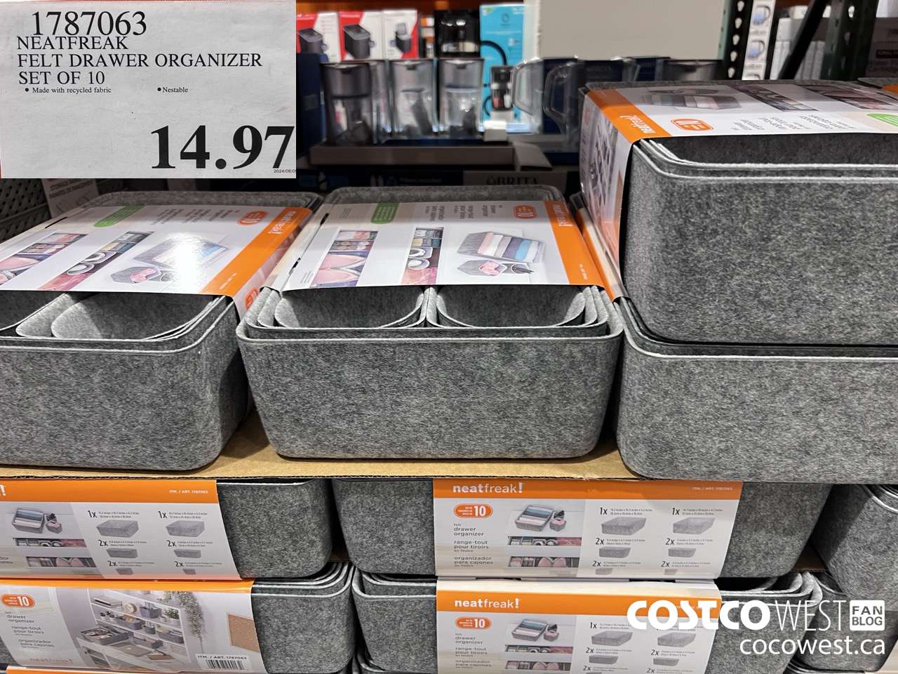 1787063 NEATFREAK FELT DRAWER ORGANIZER SET OF 10 $14.97