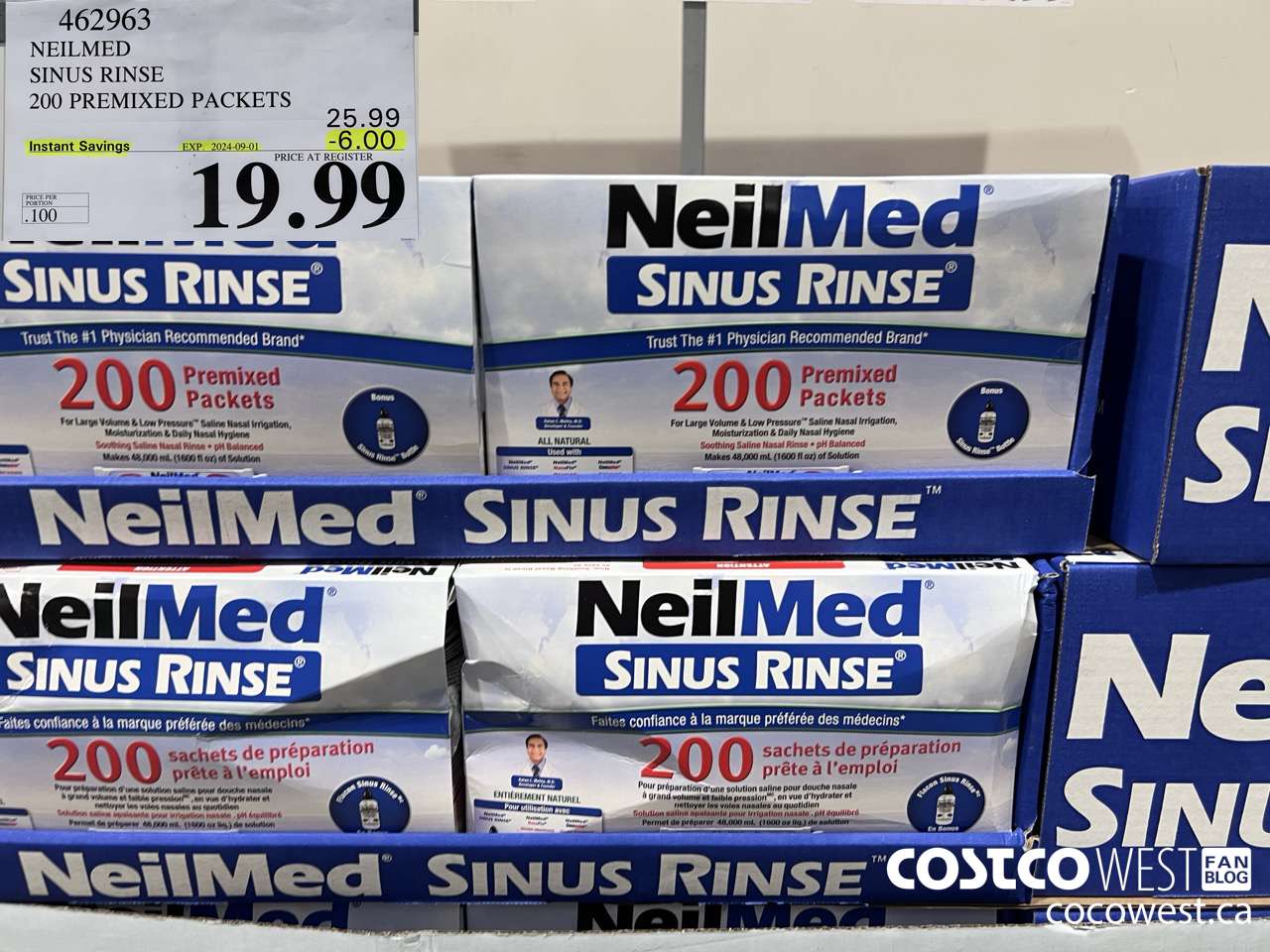 462963 NEILMED SINUS RINSE 200 PREMIXED PACKETS ($6.00 INSTANT SAVINGS EXPIRES ON 2024-09-01) $19.99