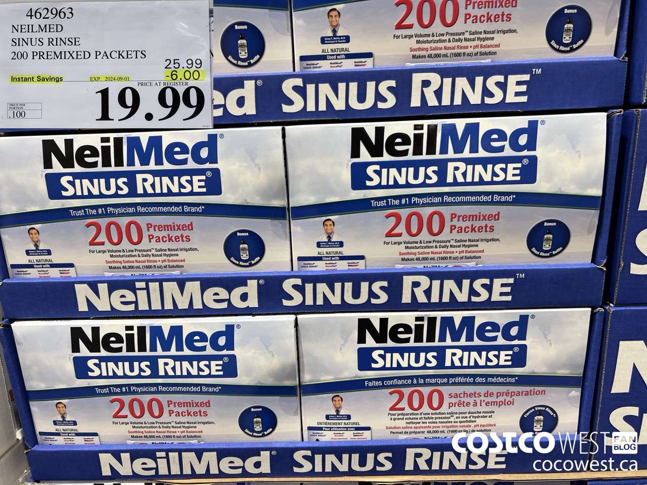 462963 NEILMED SINUS RINSE 200 PREMIXED PACKETS ($6.00 INSTANT SAVINGS EXPIRES ON 2024-09-01) $19.99