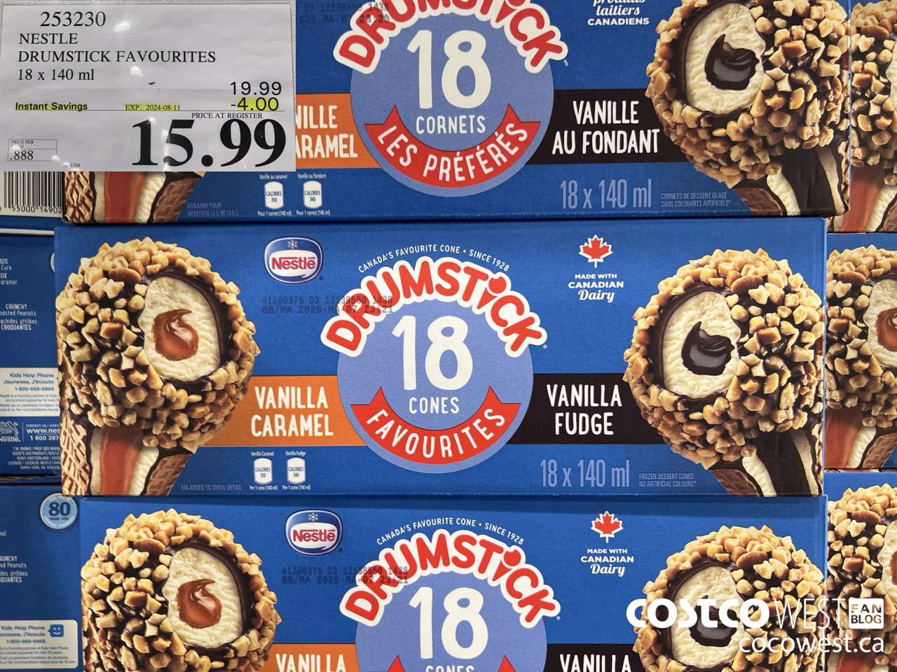 253230 NESTLE DRUMSTICK VARIETY PACK 18 x 140 ml ($4.00 INSTANT SAVINGS EXPIRES ON 2024-08-11) $15.99