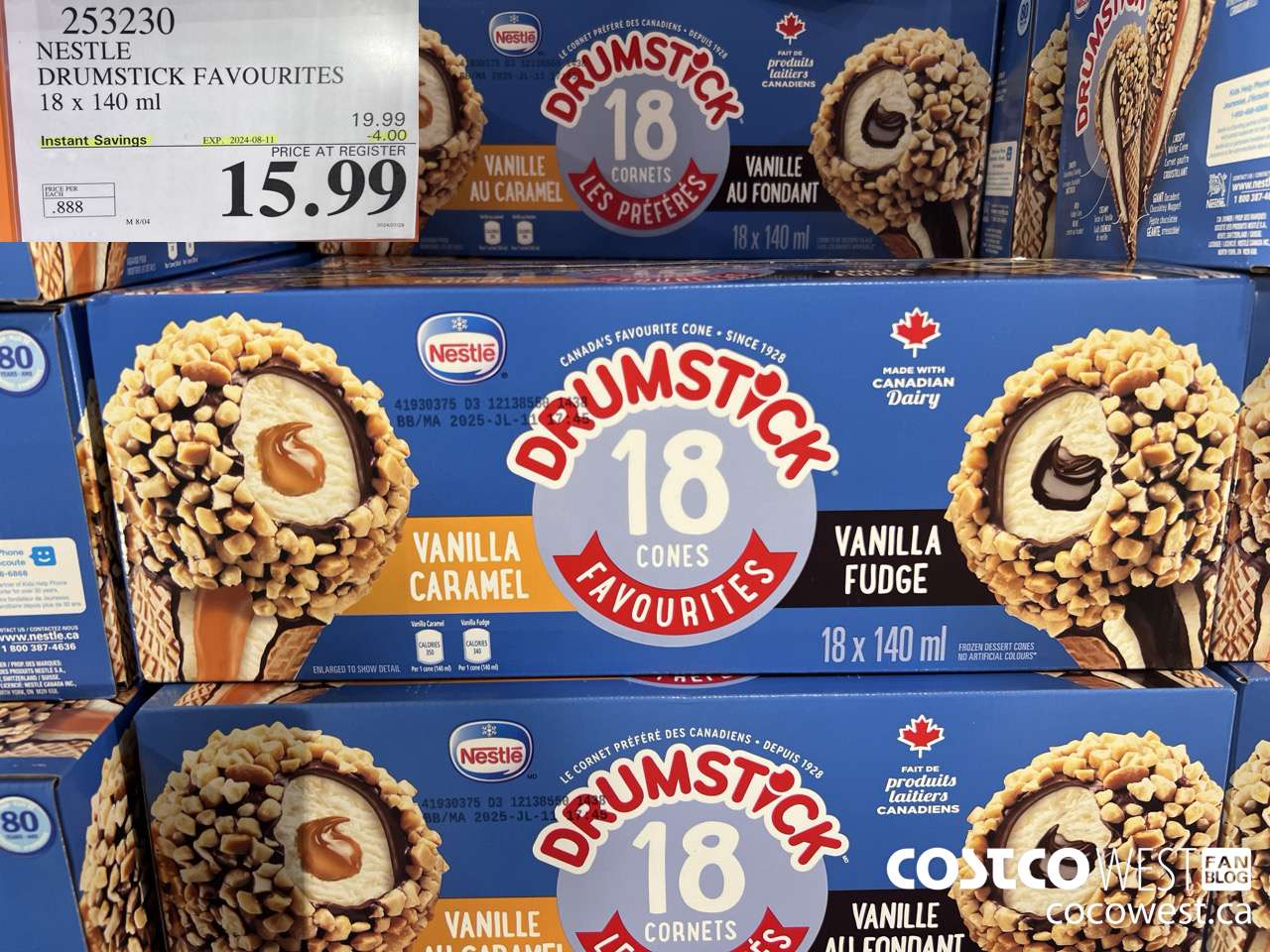 253230 NESTLE DRUMSTICK VARIETY PACK 18 x 140 ml ($4.00 INSTANT SAVINGS EXPIRES ON 2024-08-11) $15.99