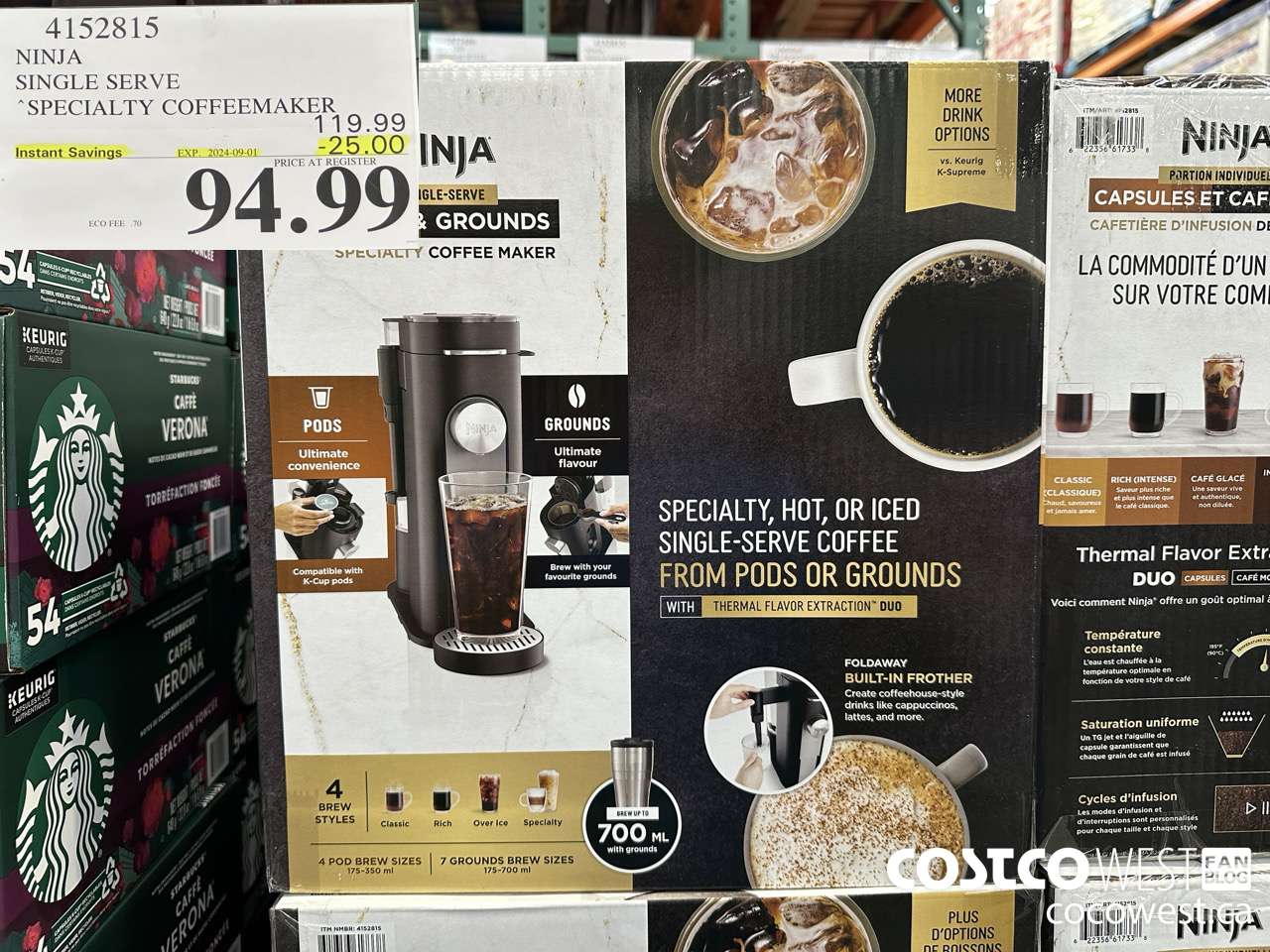 4152815 NINJA SINGLE SERVE SPECIALTY COFFEEMAKER ($25.00 INSTANT SAVINGS EXPIRES ON 2024-09-01) $94.99