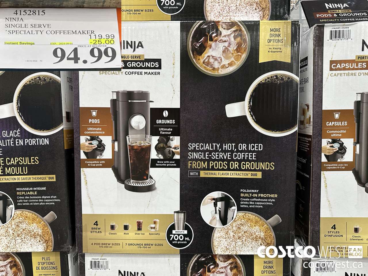 4152815 NINJA SINGLE SERVE SPECIALTY COFFEEMAKER ($25.00 INSTANT SAVINGS EXPIRES ON 2024-09-01) $94.99