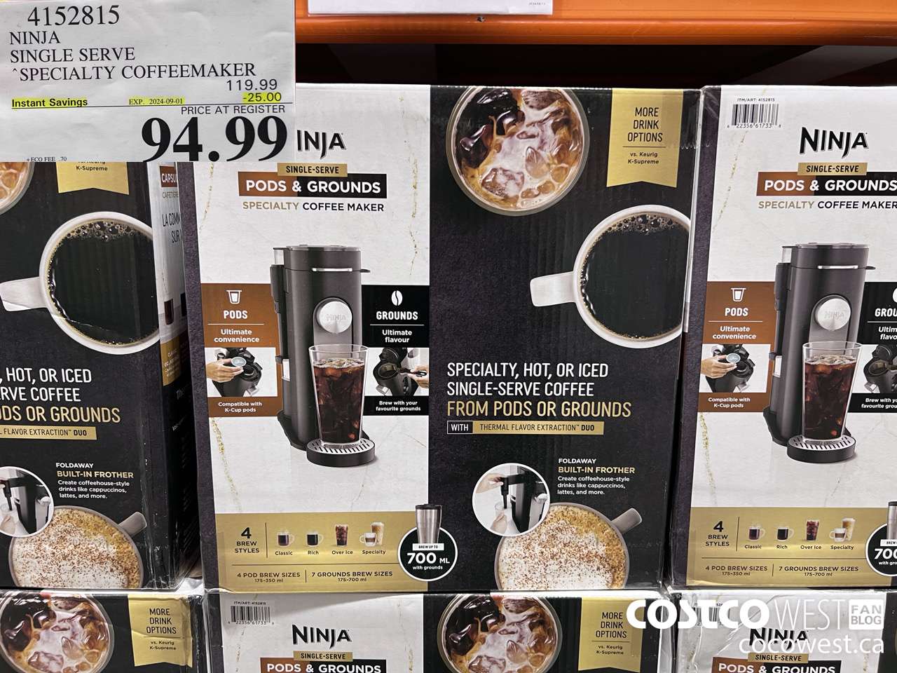 4152815 NINJA SINGLE SERVE SPECIALTY COFFEEMAKER ($25.00 INSTANT SAVINGS EXPIRES ON 2024-09-01) $94.99