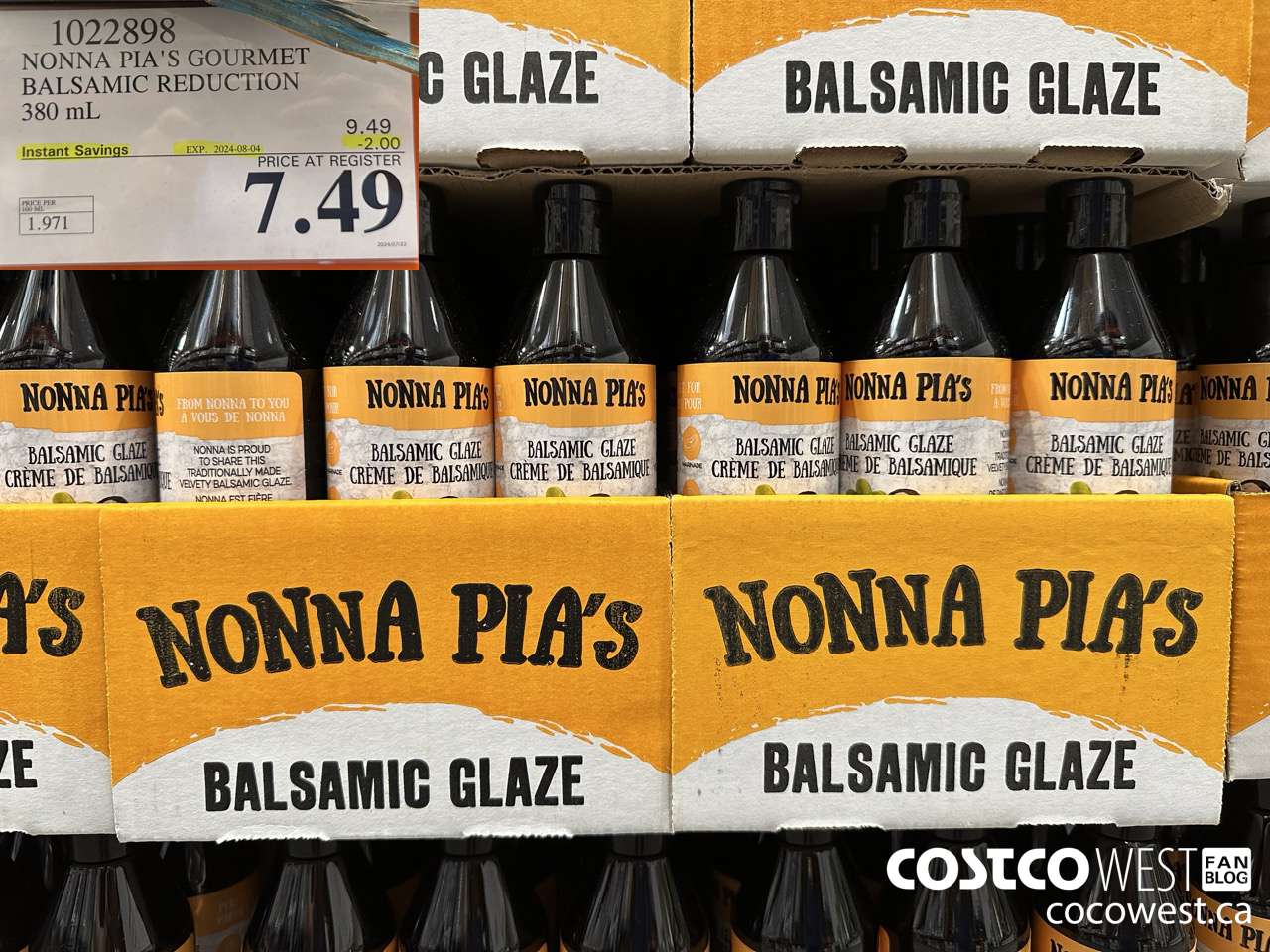 1022898 NONNA PIA'S GOURMET BALSAMIC REDUCTION 380 ML ($2.00 INSTANT SAVINGS EXPIRES ON 2024-08-04) $7.49