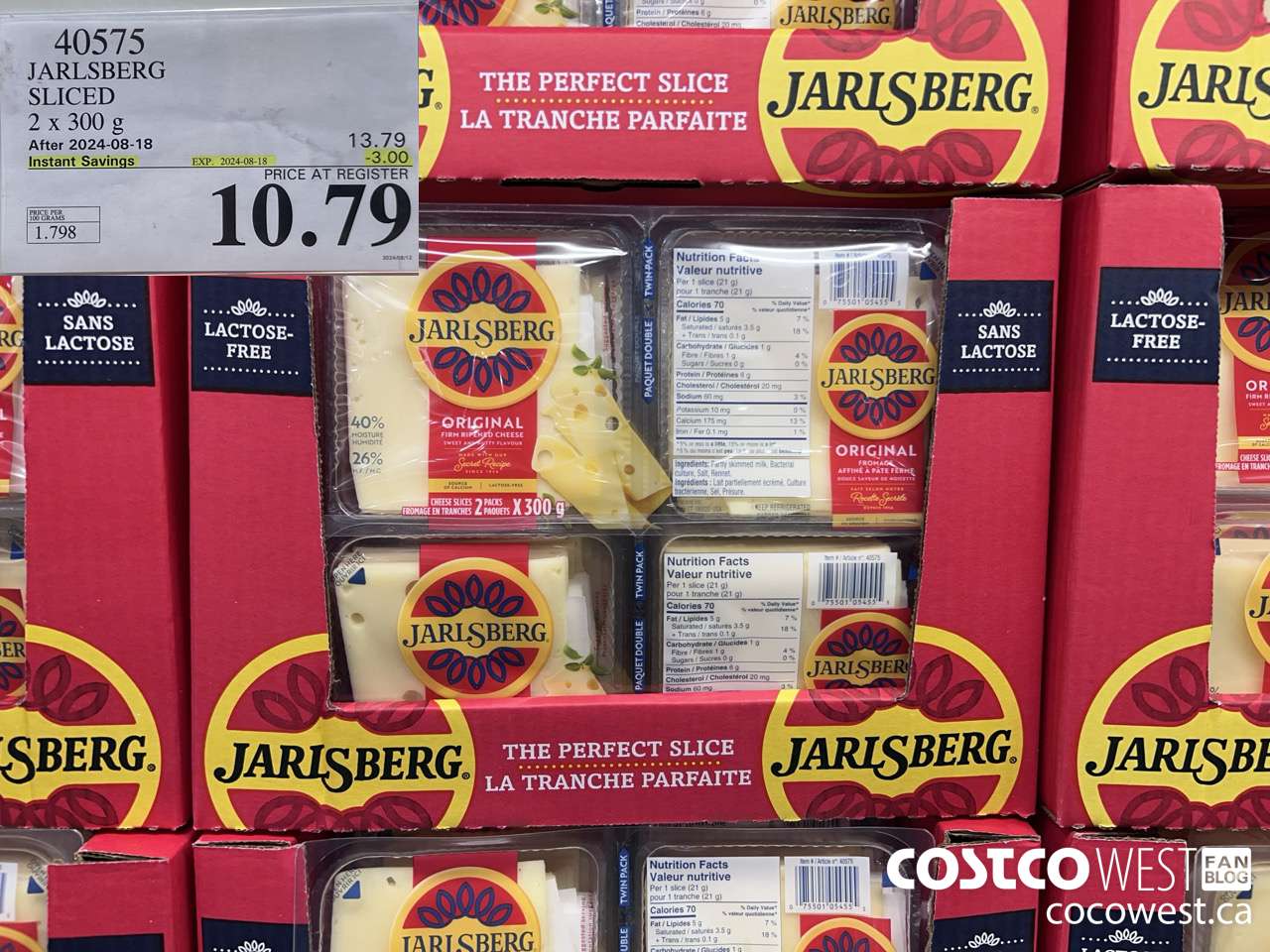 40575 NORWEGIAN JARLSBERG SLICED 2 X 300 g ($3.00 INSTANT SAVINGS EXPIRES ON 2024-08-18) $10.79