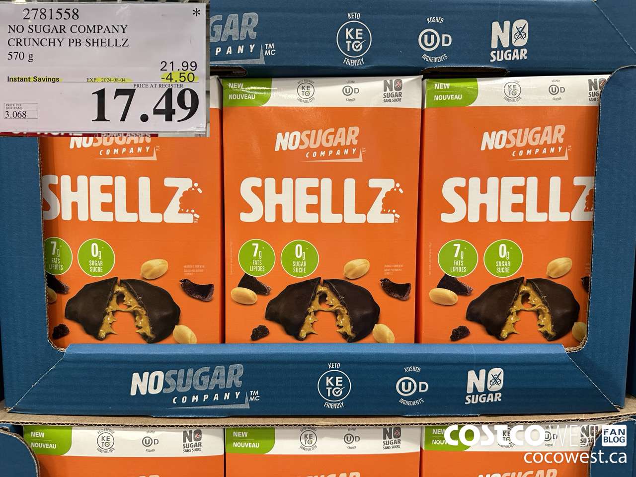 2781558 NO SUGAR COMPANY CRUNCHY PB SHEELZ 570G ($4.50 INSTANT SAVINGS EXPIRES ON 2024-08-04) $17.49