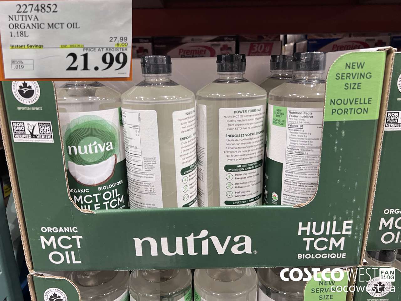 2274852 NUTIVA ORGANIC MCT OIL 1.18L ($6.00 INSTANT SAVINGS EXPIRES ON 2024-09-01) $21.99