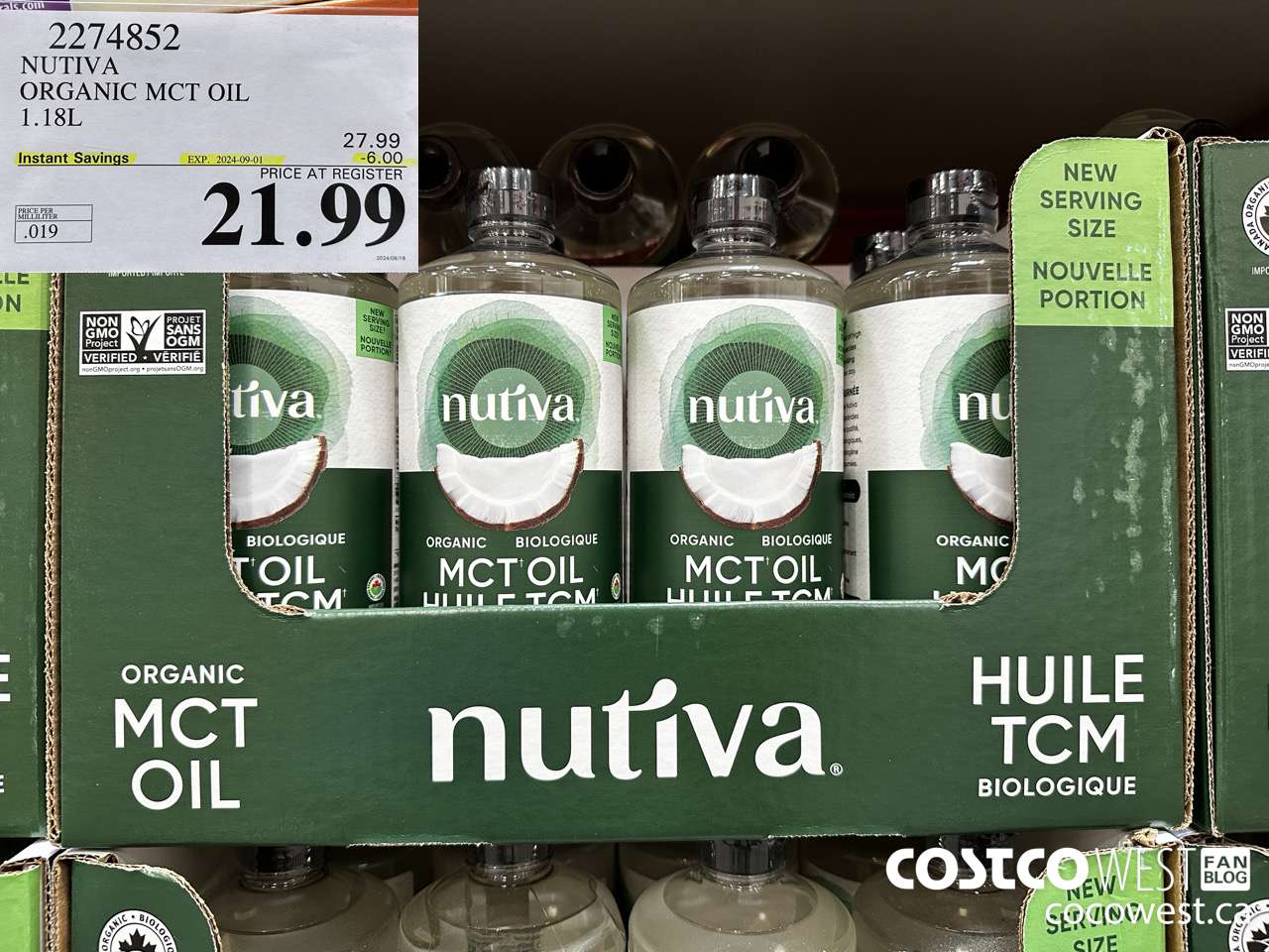 2274852 NUTIVA ORGANIC MCT OIL 1.18L ($6.00 INSTANT SAVINGS EXPIRES ON 2024-09-01) $21.99