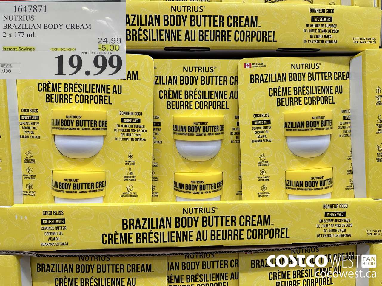 1647871 NUTRIUS BRAZILIAN BODY CREAM 2 X 177 ML ($5.00 INSTANT SAVINGS EXPIRES ON 2024-08-04) $19.99