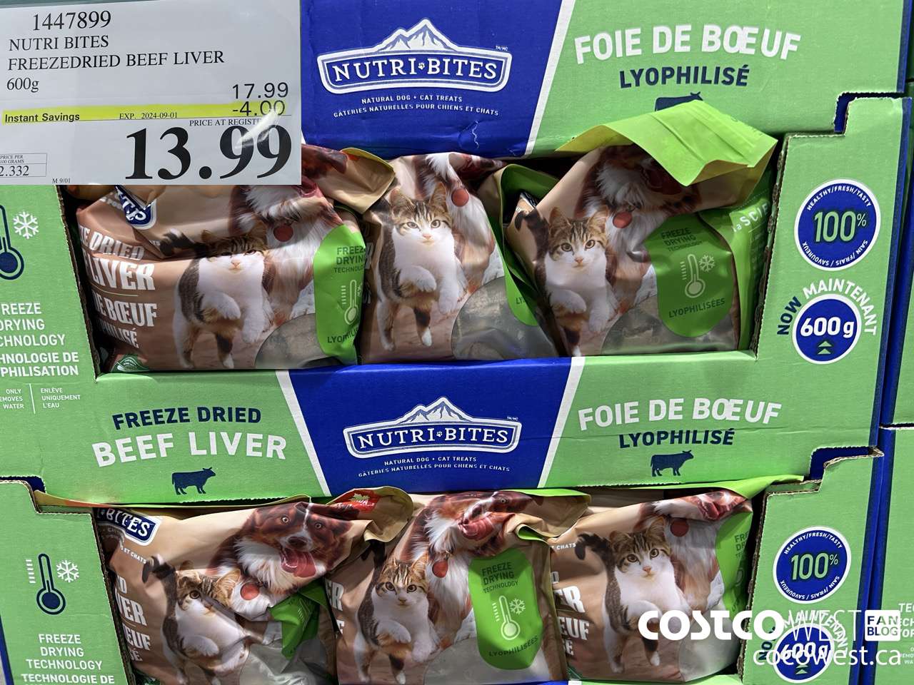 1447899 NUTRI BITES FREEZEDRIED BEEF LIVER 600g ($4.00 INSTANT SAVINGS EXPIRES ON 2024-09-01) $13.99