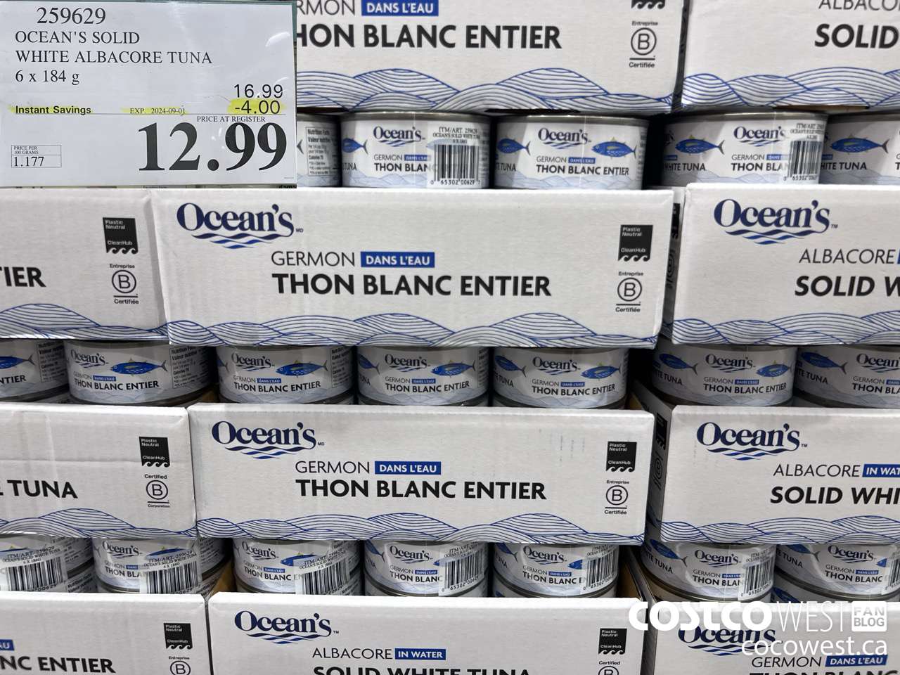 259629 OCEAN'S SOLID WHITE TUNA 6 X 184 G ($4.00 INSTANT SAVINGS EXPIRES ON 2024-09-01) $12.99