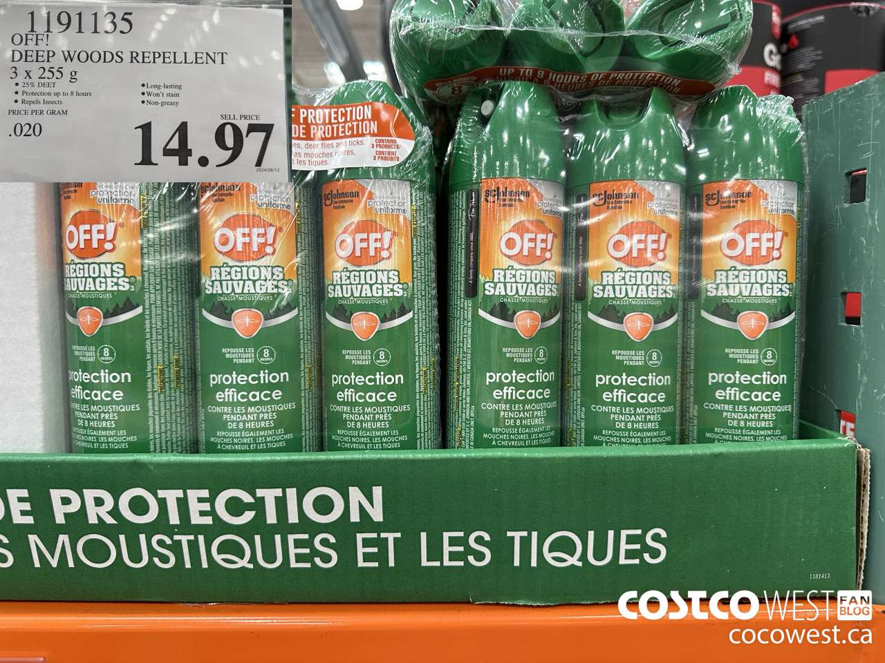 1191135 OFF! DEEP WOODS INSECT REPELLENT 3 x 255 g $14.97