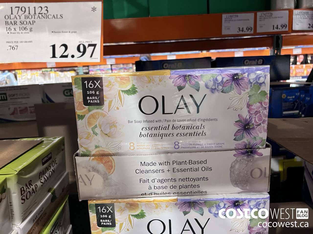 1791123 OLAY BOTANICALS BAR SOAP 16 x 106 g $12.97