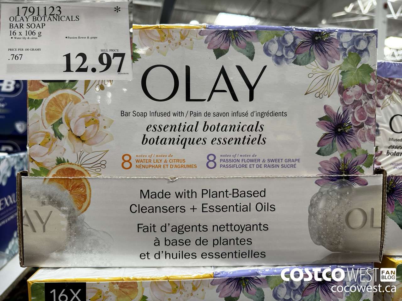 1791123 OLAY BOTANICALS BAR SOAP 16 x 106 g $12.97