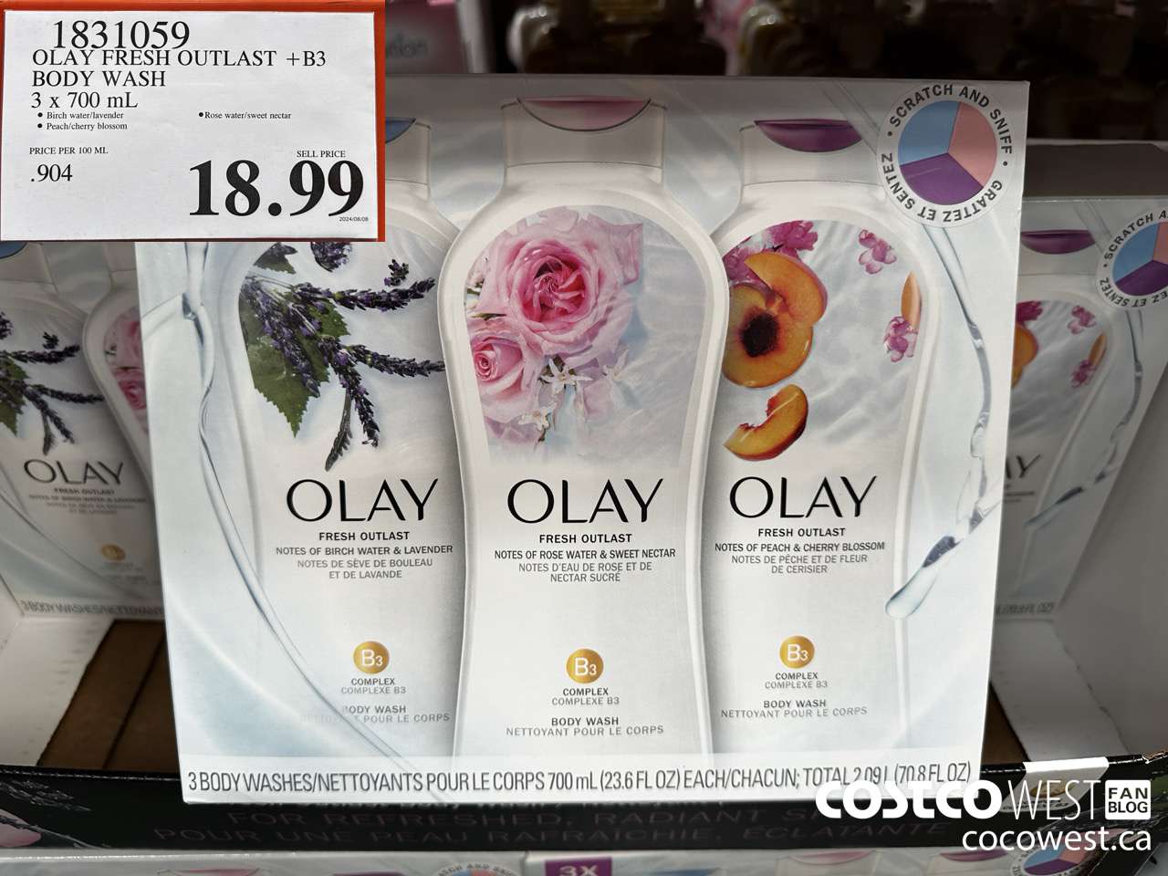 1831059 OLAY FRESH OUTLAST +B3 BODY WASH 3 X 700ML $18.99
