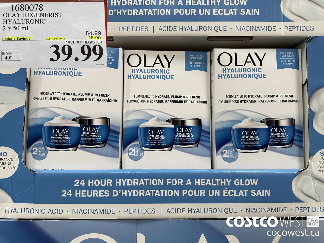 1680078 OLAY REGENERIST HYALURONIC 2 X 50ML ($15.00 INSTANT SAVINGS EXPIRES ON 2024-09-15) $39.99