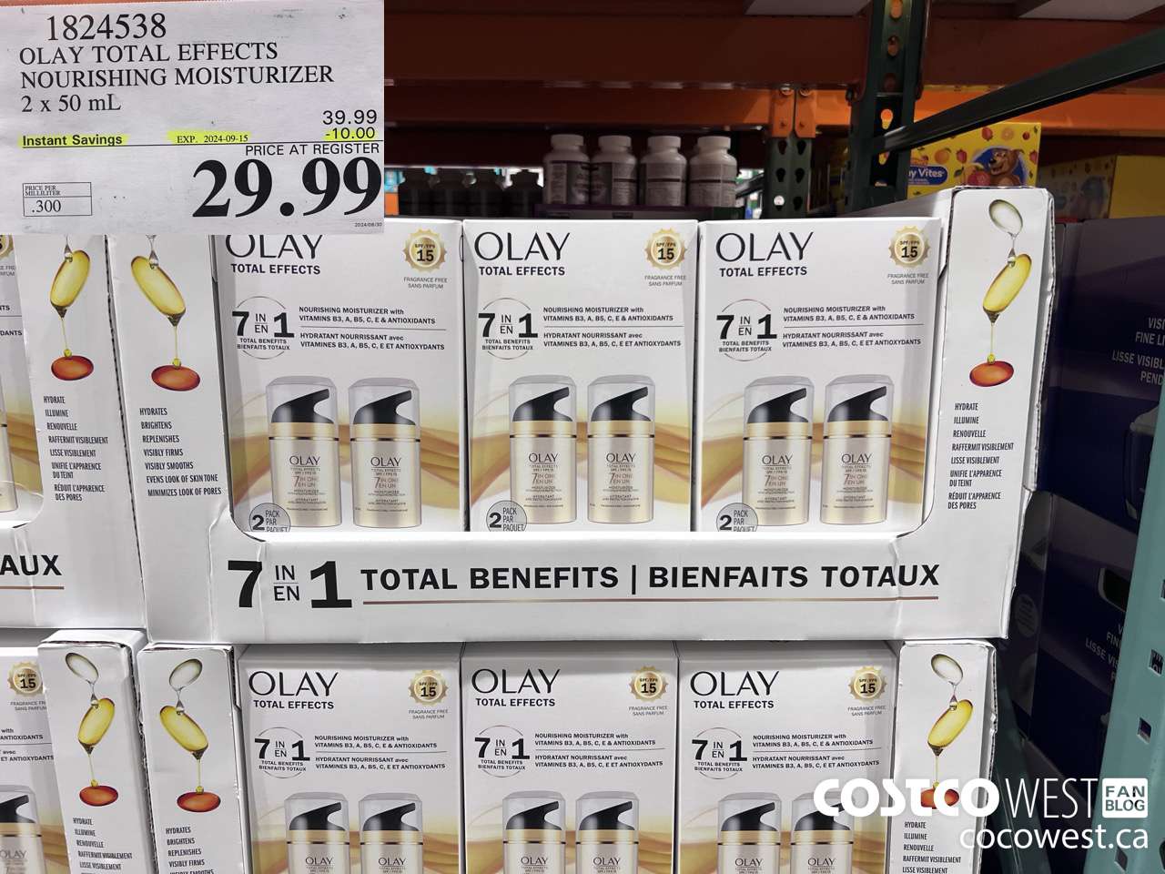 1824538 OLAY TOTAL EFFECTS NOURISHING MOISTURIZER 2 X 50ML ($10.00 INSTANT SAVINGS EXPIRES ON 2024-09-15) $29.99
