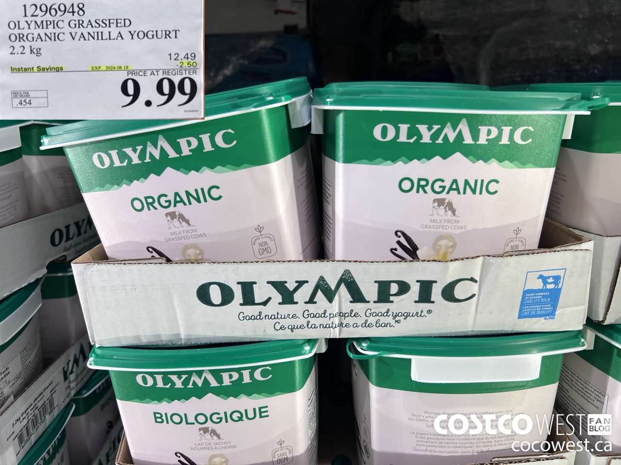 1296948 OLYMPIC GRASSFED ORGANIC VANILLA YOGURT 2.2KG ($2.50 INSTANT SAVINGS EXPIRES ON 2024-08-18) $9.99