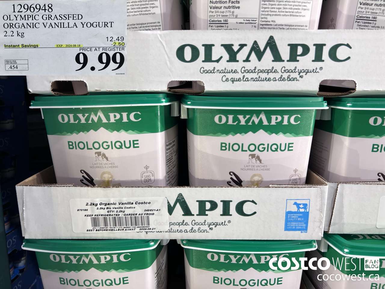 1296948 OLYMPIC GRASSFED ORGANIC VANILLA YOGURT 2.2KG ($2.50 INSTANT SAVINGS EXPIRES ON 2024-08-18) $9.99