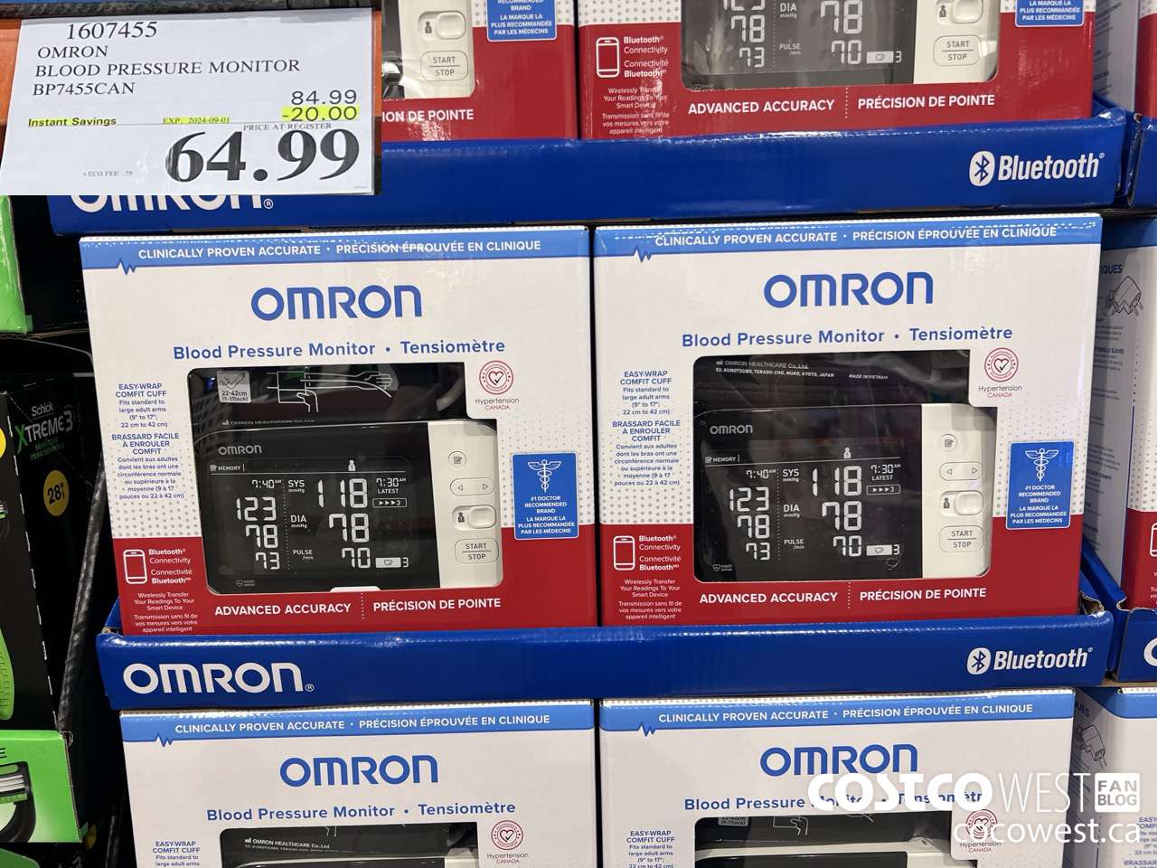 1607455 OMRON BLOOD PRESSURE MONITOR BP7455CAN ($20.00 INSTANT SAVINGS EXPIRES ON 2024-09-01) $64.99
