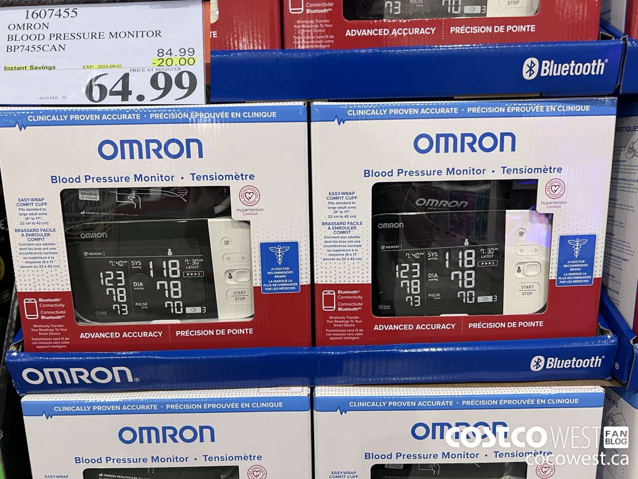 1607455 OMRON BLOOD PRESSURE MONITOR BP7455CAN ($20.00 INSTANT SAVINGS EXPIRES ON 2024-09-01) $64.99