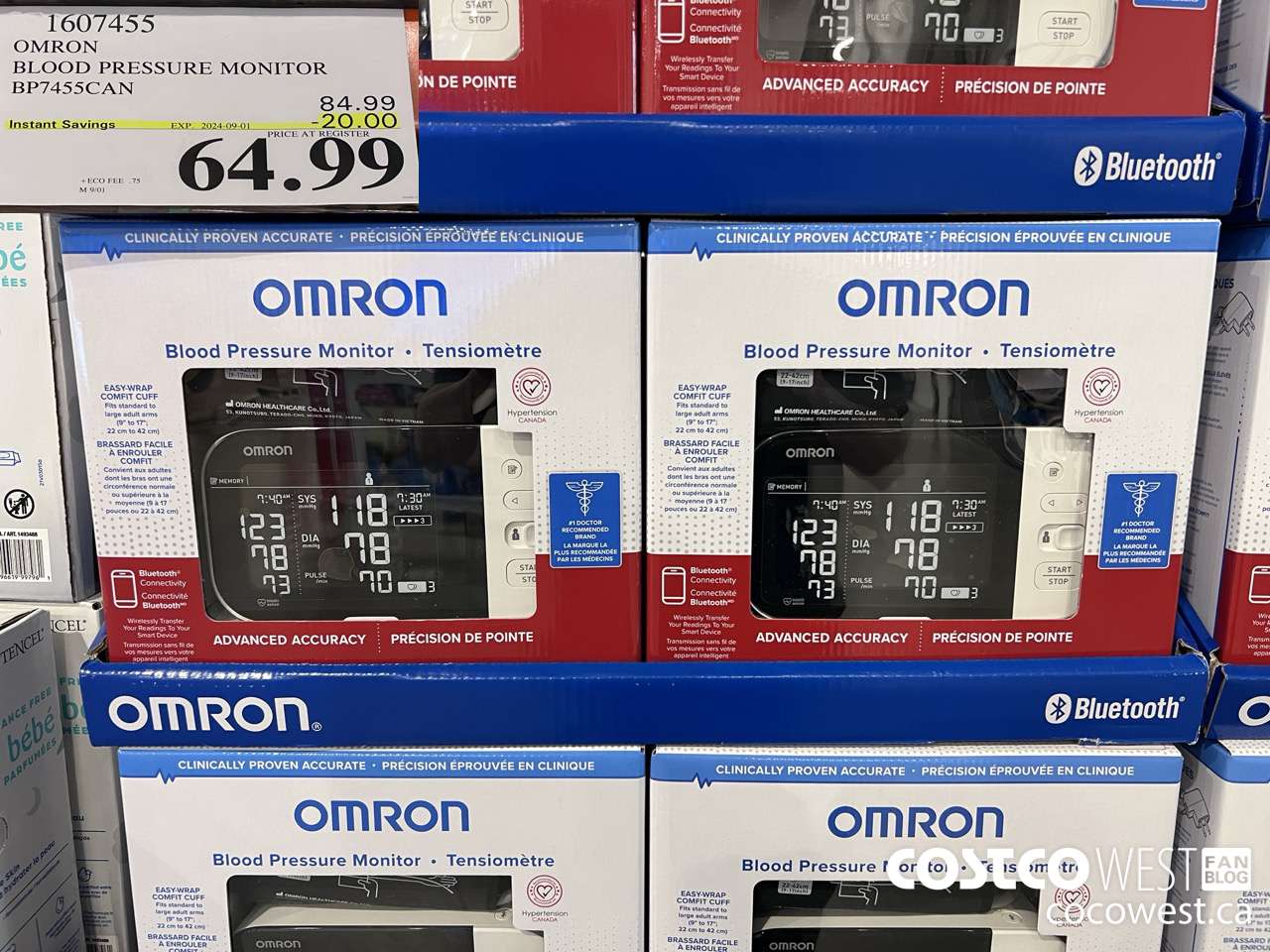 1607455 OMRON BLOOD PRESSURE MONITOR BP7455CAN ($20.00 INSTANT SAVINGS EXPIRES ON 2024-09-01) $64.99