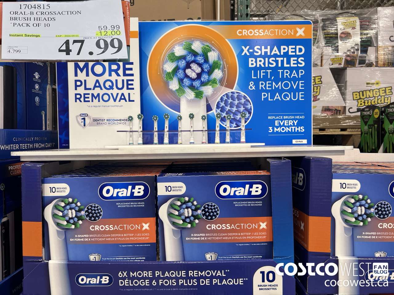 1704815 ORAL-B CROSSACTION BRUSH HEADS PACK OF 10 ($12.00 INSTANT SAVINGS EXPIRES ON 2024-09-01) $47.99