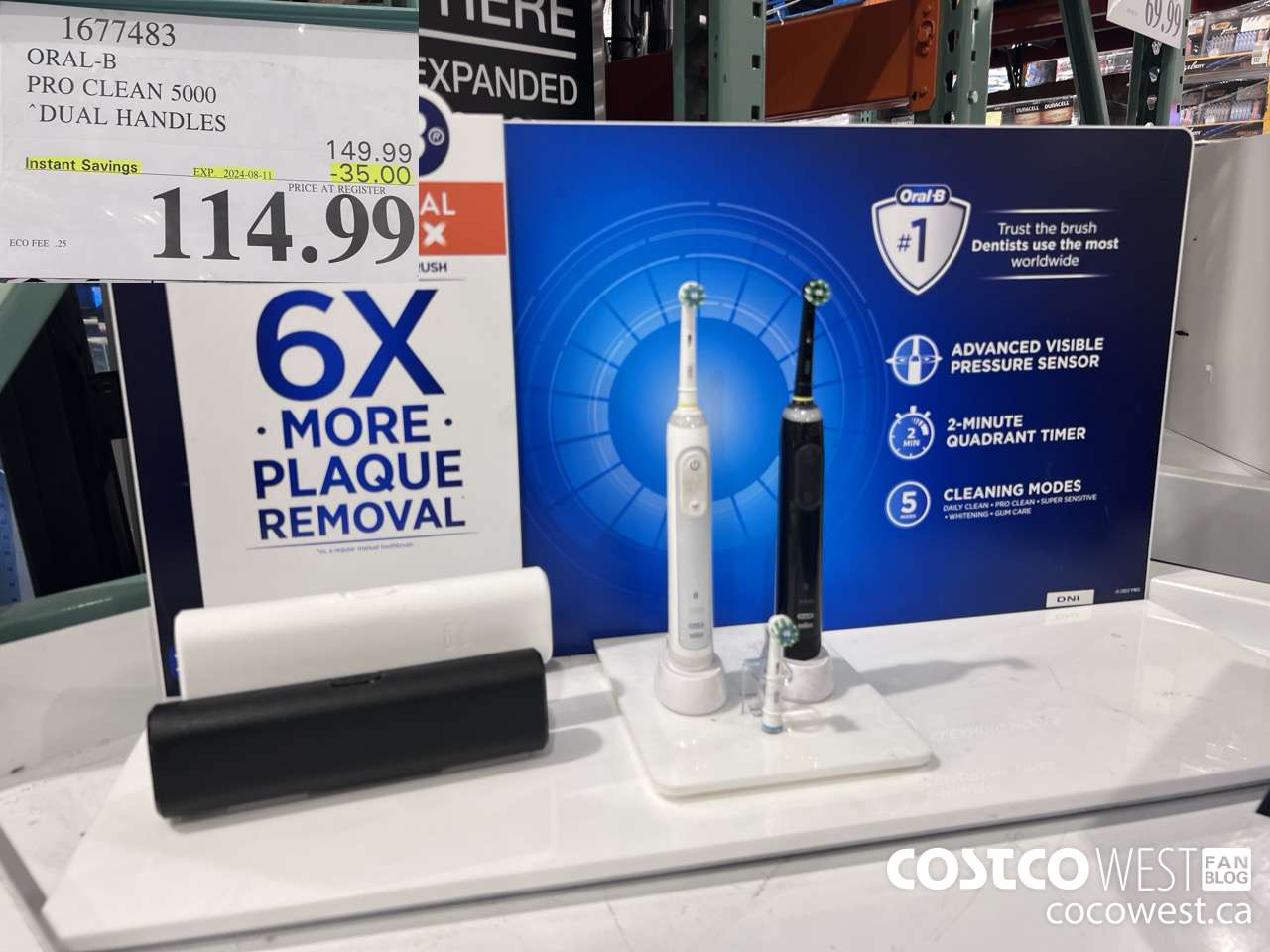 1677483 ORAL-B PRO CLEAM 5000 DUAL HANDLES ($35.00 INSTANT SAVINGS EXPIRES ON 2024-08-11) $114.99