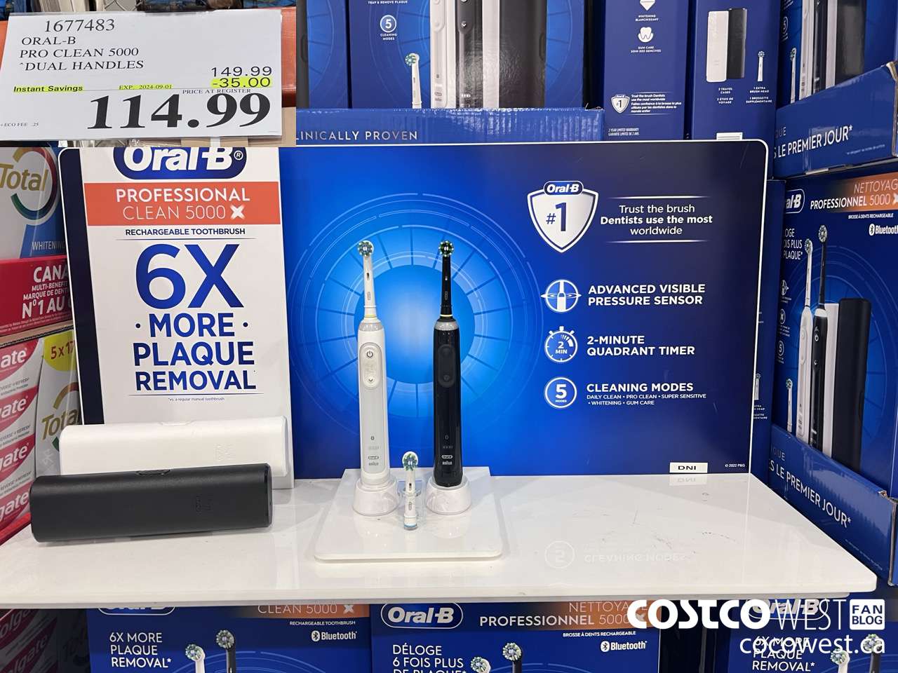 1677483 ORAL-B PRO CLEAM 5000 DUAL HANDLES ($35.00 INSTANT SAVINGS EXPIRES ON 2024-09-01) $114.99