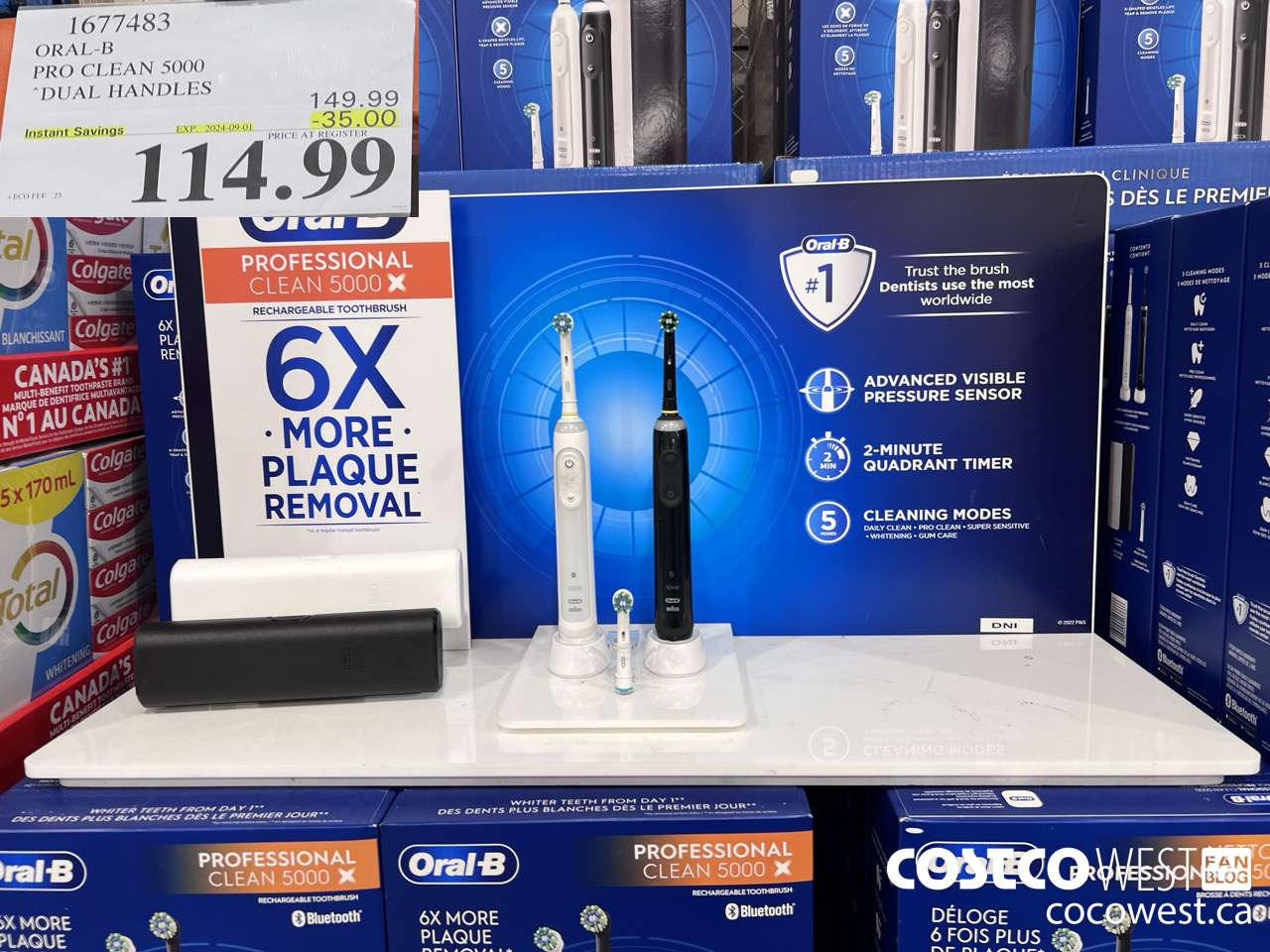 1677483 ORAL-B PRO CLEAM 5000 DUAL HANDLES ($35.00 INSTANT SAVINGS EXPIRES ON 2024-09-01) $114.99